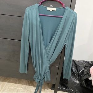 Loft Teal Wrap Shirt